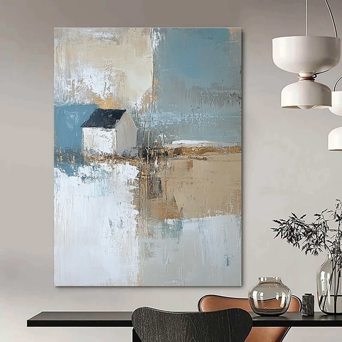 Abstract Coastal Cottage Painting for Nautical - Themed Bedrooms GAB1122