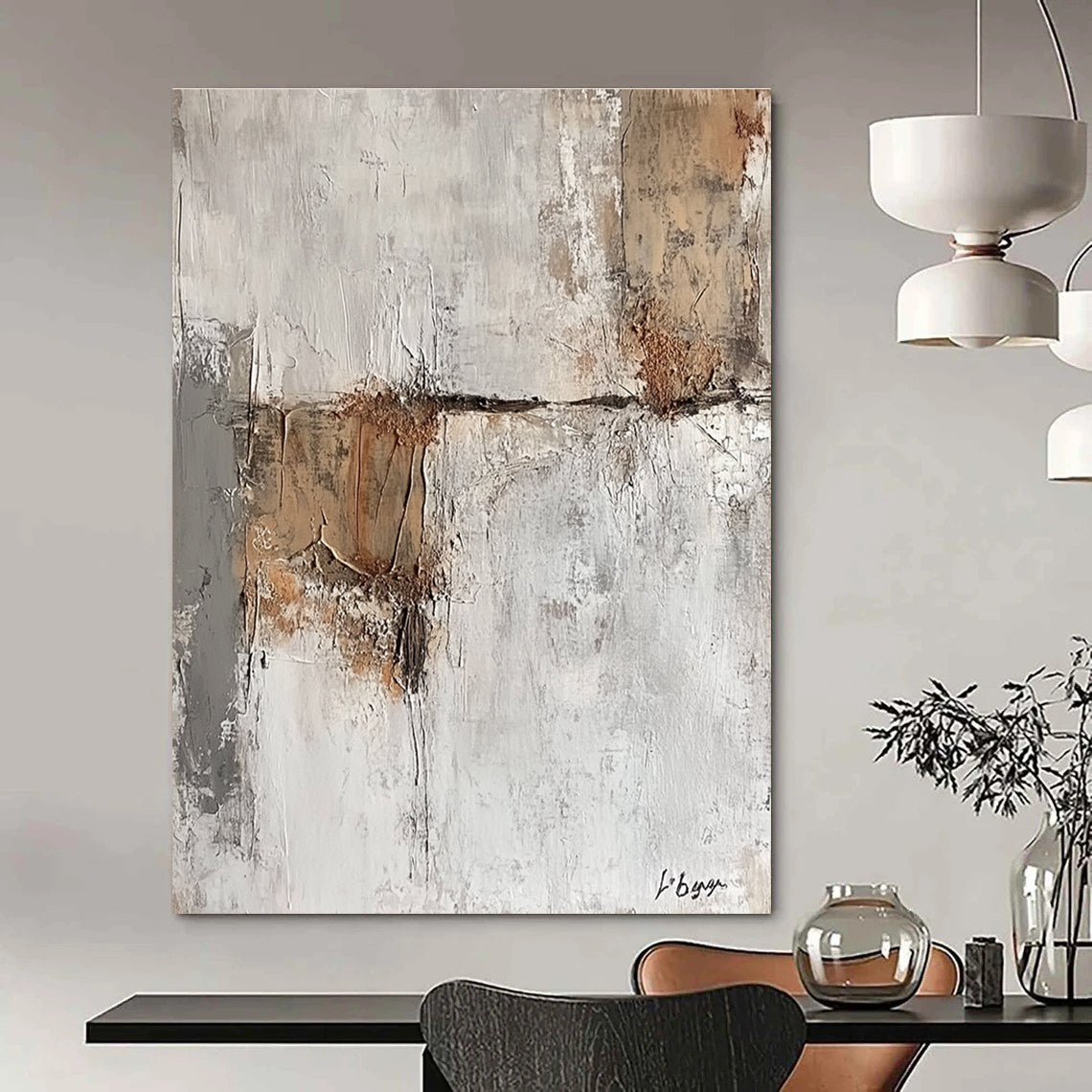 Textured Gray Abstract Painting for Industrial - Styled Lofts GAB1069