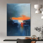 Blue and Orange Abstract - Dynamic Seascape Abstract Painting GAB0603