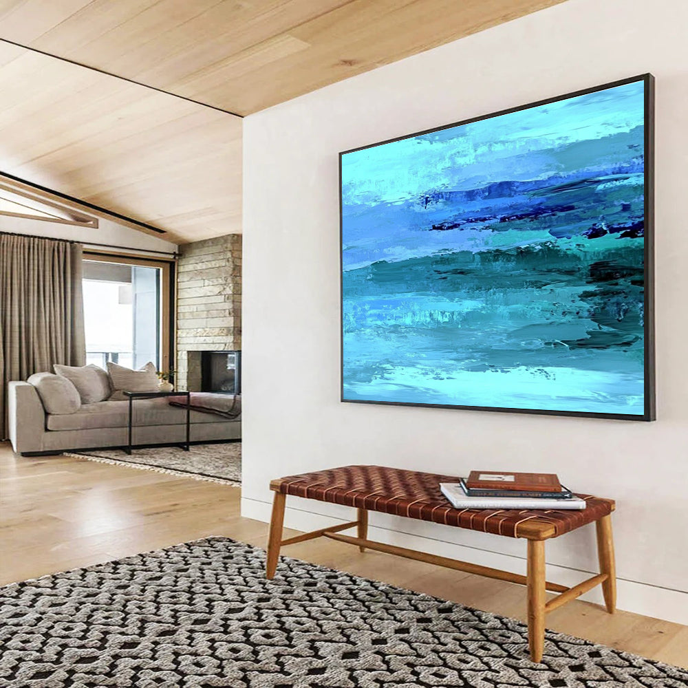 Energetic Blue Ocean Waves Abstract Painting ABS196