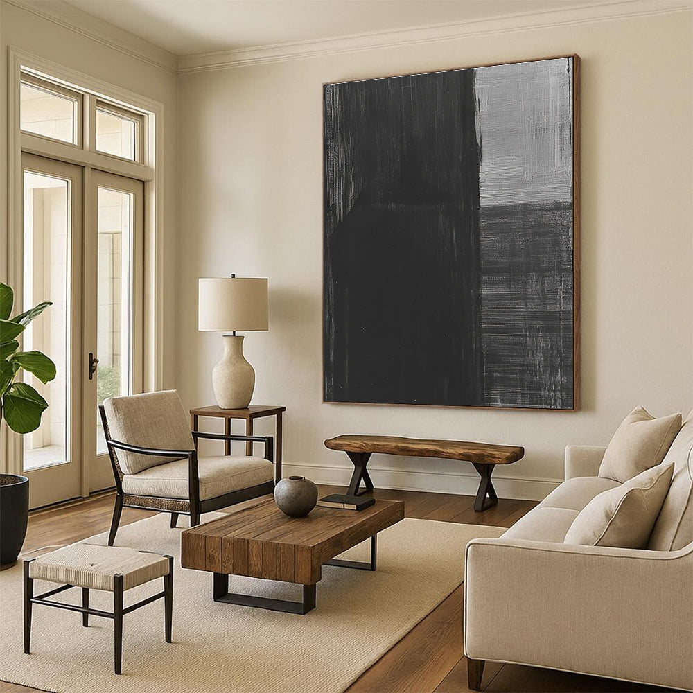Abstract Black and Gray Painting with Textured Layers GAB0027