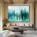 Cityscape Reflection Abstract Painting for Modern Urban Lofts YHT275