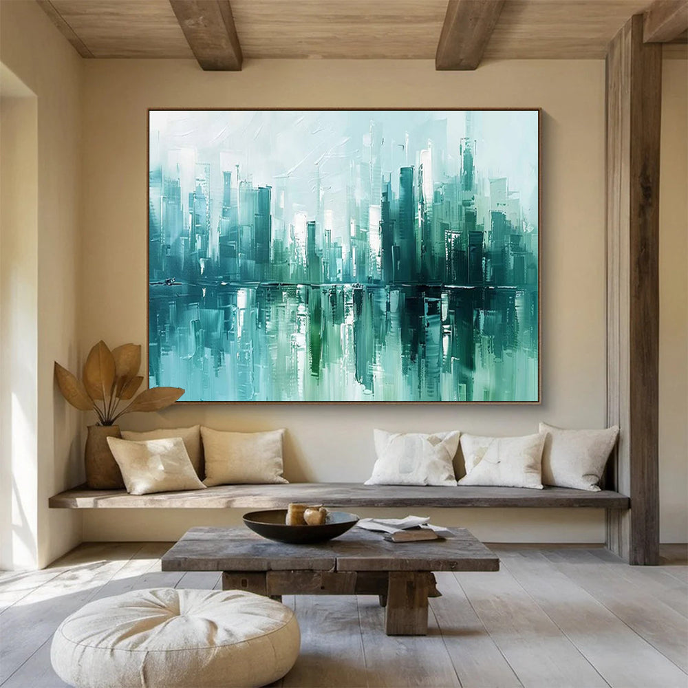 Cityscape Reflection Abstract Painting for Modern Urban Lofts YHT275