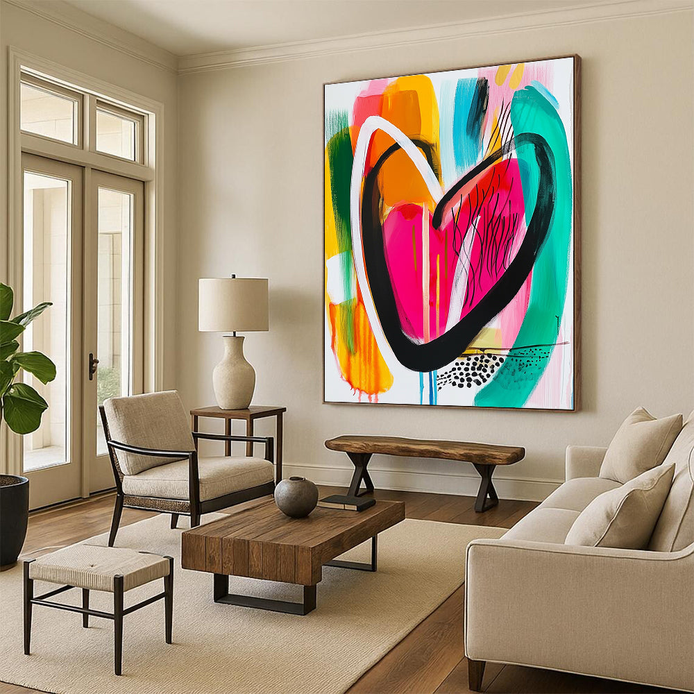 Colorful Heart Abstract Painting for Romantic Wedding Venue Reception Areas GAB1199