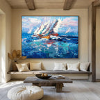 Sailing Boat Abstract Painting for Nautical - Inspired Living Rooms YHT472