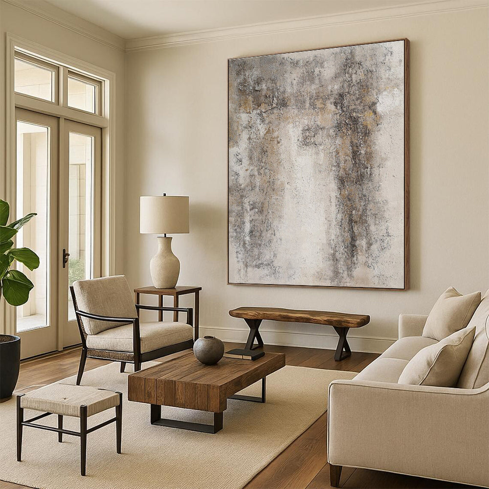 Weathered Concrete - Like Abstract in Gray and Beige Painting for Industrial - Chic Lofts HENG346