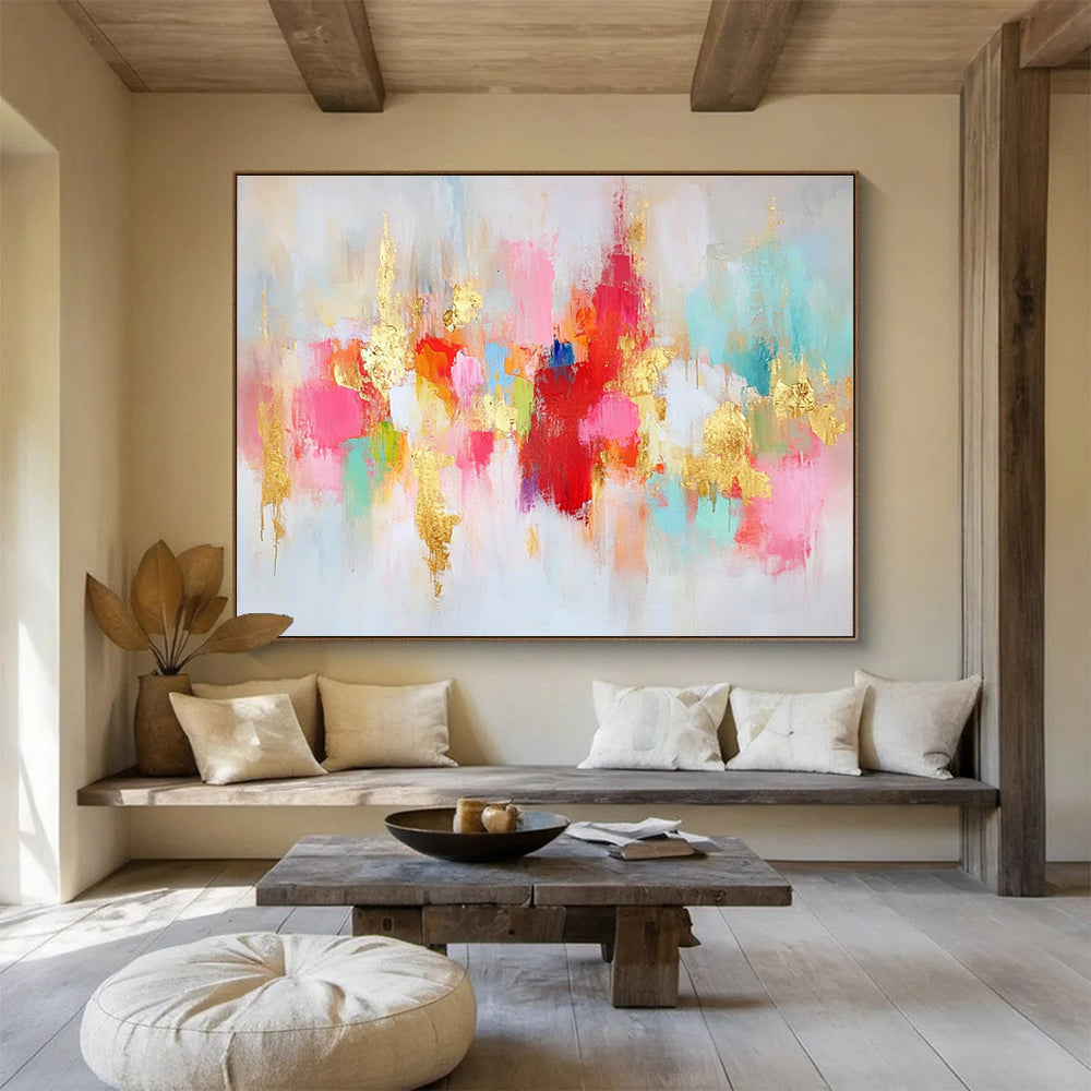 Colorful Gold - Accented Abstract Painting with Luxurious Vibes ABS423