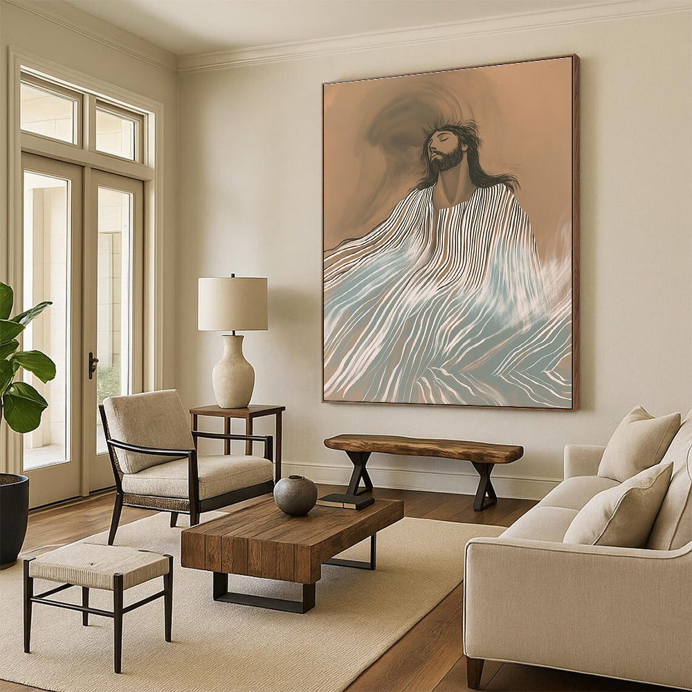 Serene Striped Figure Spiritual Narrative Abstract Painting GAB0282