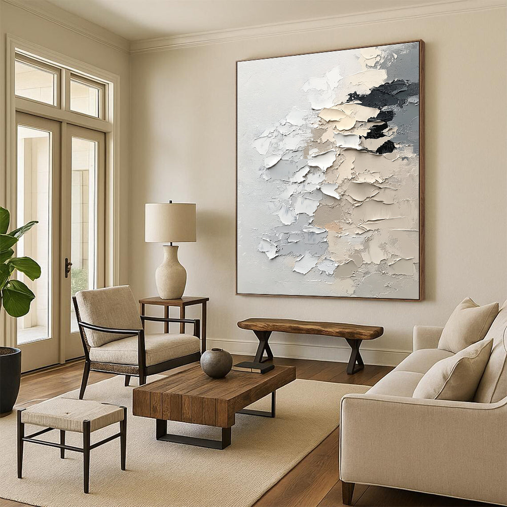 Neutral Textured Abstract Painting with Subtle Complexity WINK607