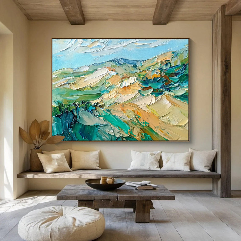 Textured Mountain Landscape Abstract Painting with Bold Brushstrokes ABS287