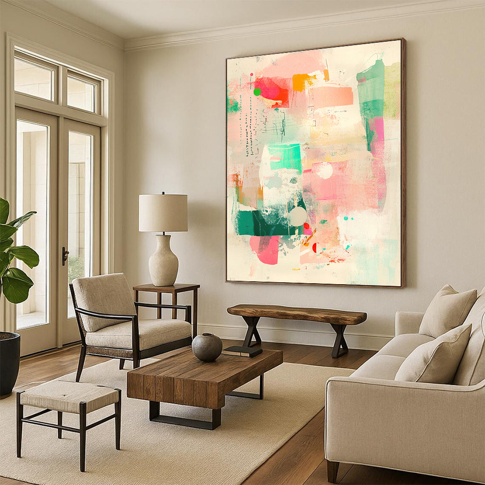Colorful Collage Abstract Vibrant Mixed - Media Art GAB0356
