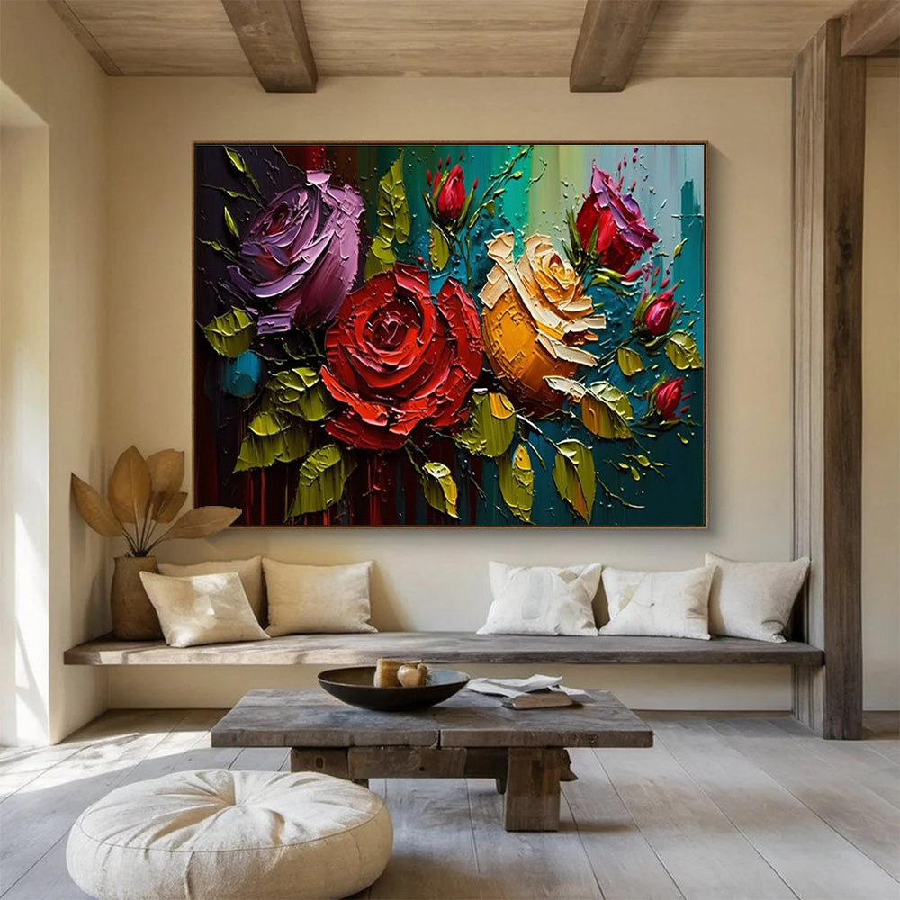 Textured Rose Dream Abstract Painting for Romantic Bedroom Retreats YHT303