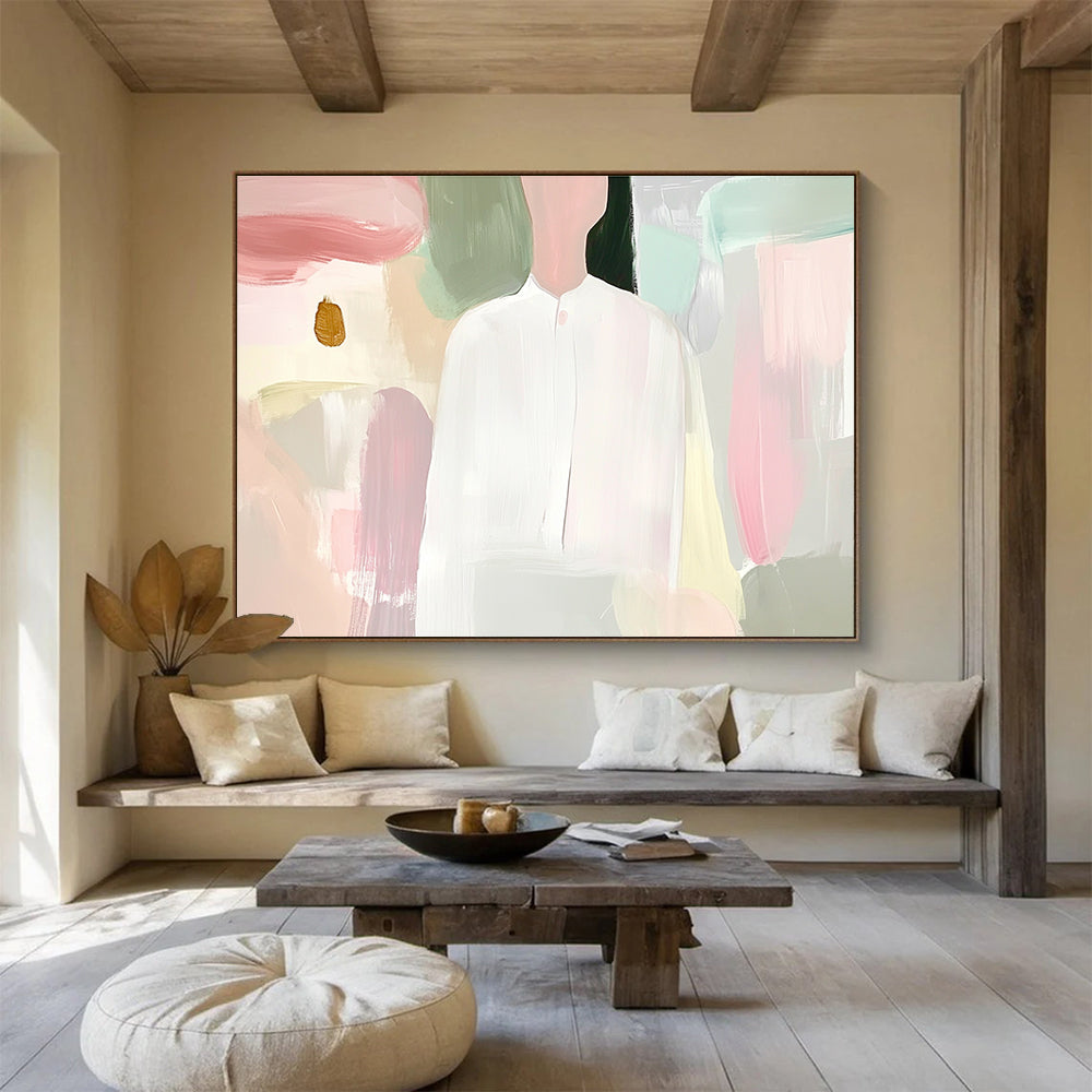 Pastel Figure Portrait with Soft Hues Abstract Painting ABS320