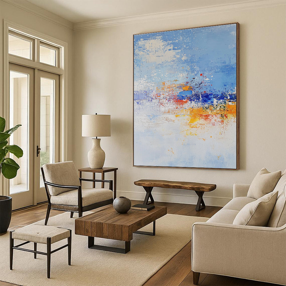 Blue - Orange Abstract Splash Painting with Vibrant Energy WINK429