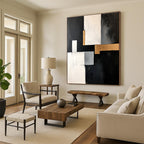 Geometric Abstract Painting with Gold Accents and Modern Elegance WINK508