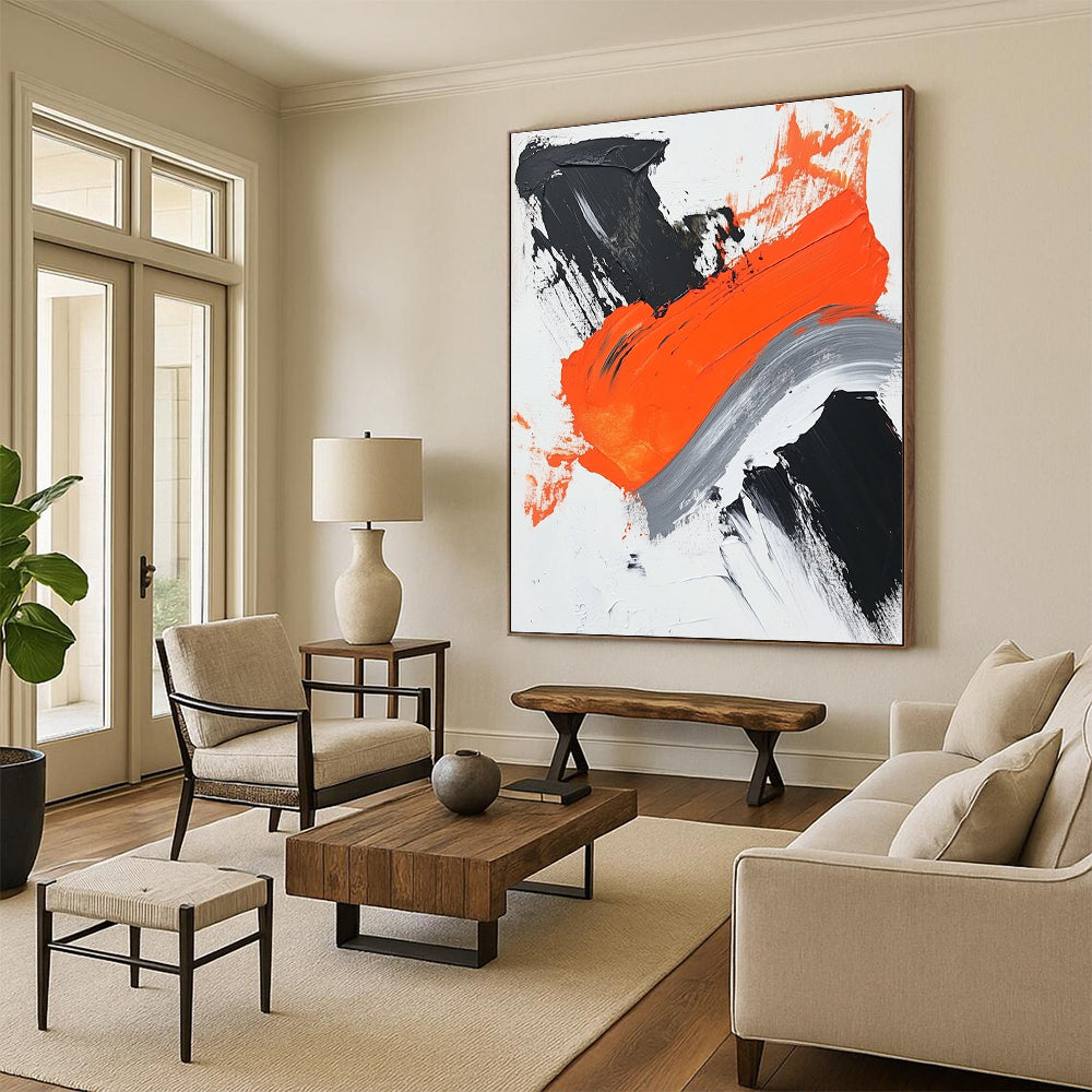Bold Color Block Abstract Painting with Striking Contrasts WINK494