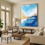 Blue - Gold Abstract Waves Painting with Fluid Elegance WINK384