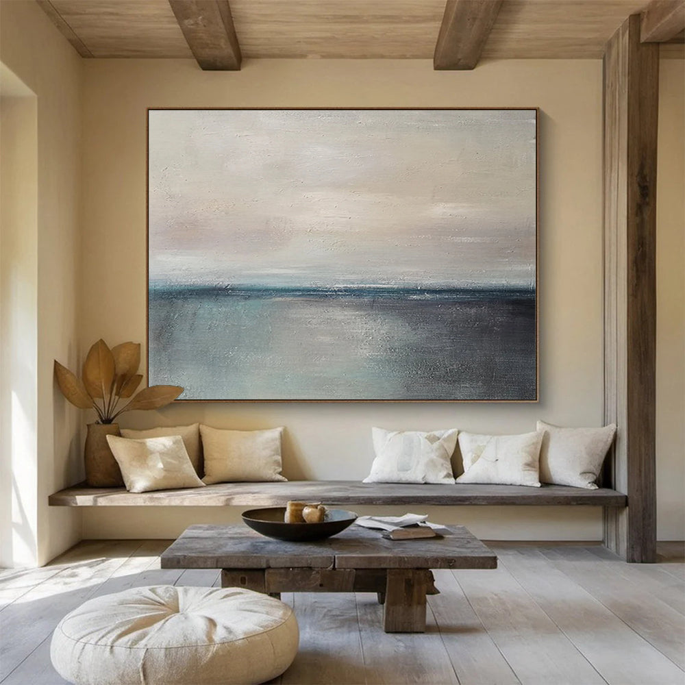 Minimalist Sea Horizon Serene Abstract Painting for Minimalist Homes YHT027
