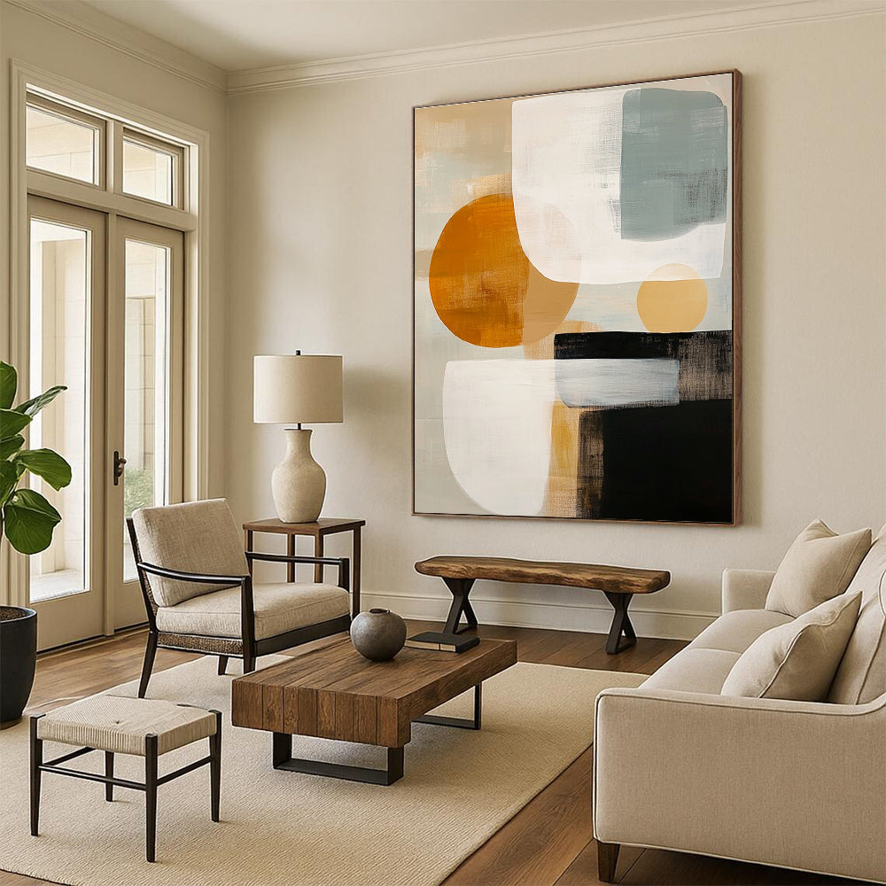 Soft Color Block Abstract Painting for Contemporary Bedroom Retreats GAB1207