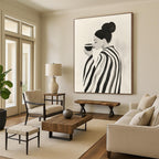 Woman with Coffee Abstract Painting for Cozy Café Corners GAB1386