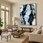 Dynamic Blue - Black Abstract Forms Painting for Dramatic Interiors HENG244
