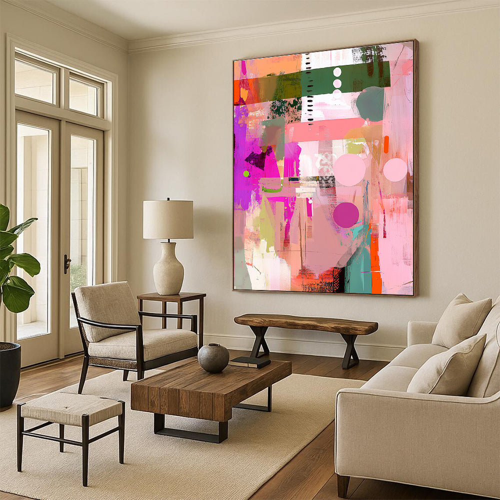 Colorful Collage Abstract Painting for Artistic Retail Stores GAB1218