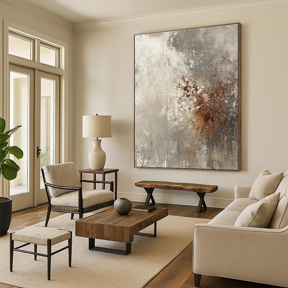 Gray and Brown Textured Abstract Painting with Rustic Character WINK293