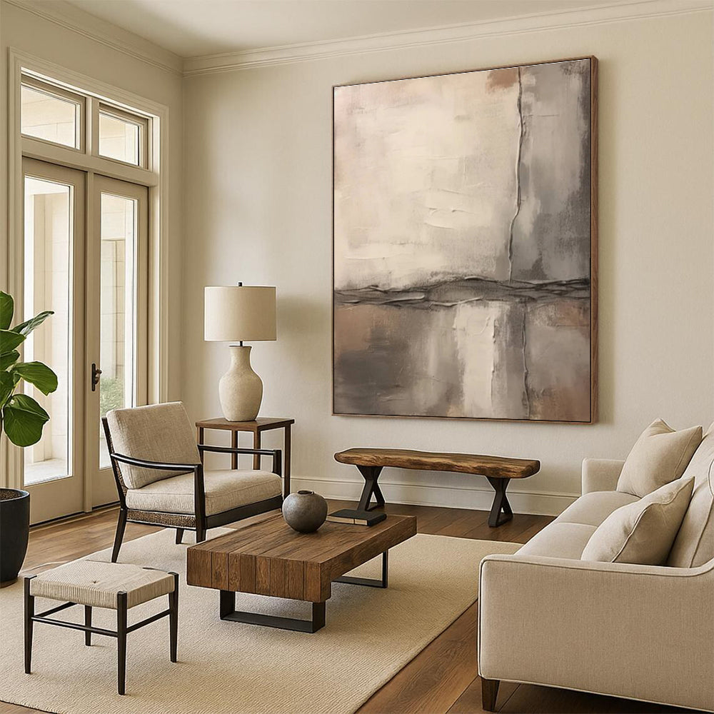 Neutral Toned Textured Abstract Painting for Timeless Interiors HENG443