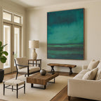 Teal Gradient Abstract Painting for Serene Spa Lounges HENG473