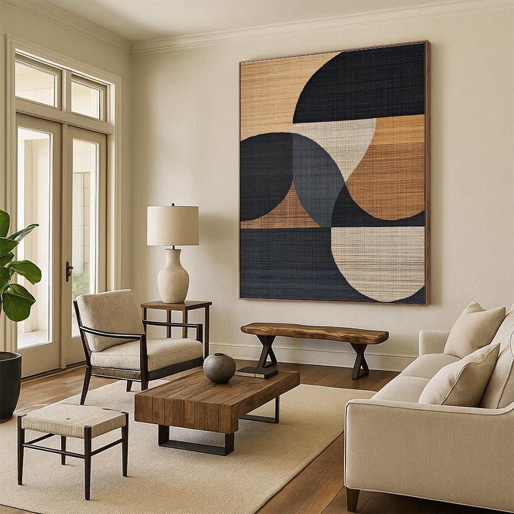 Circular Geometric Patterns Abstract Painting for Modern Office Lobbies GAB1360
