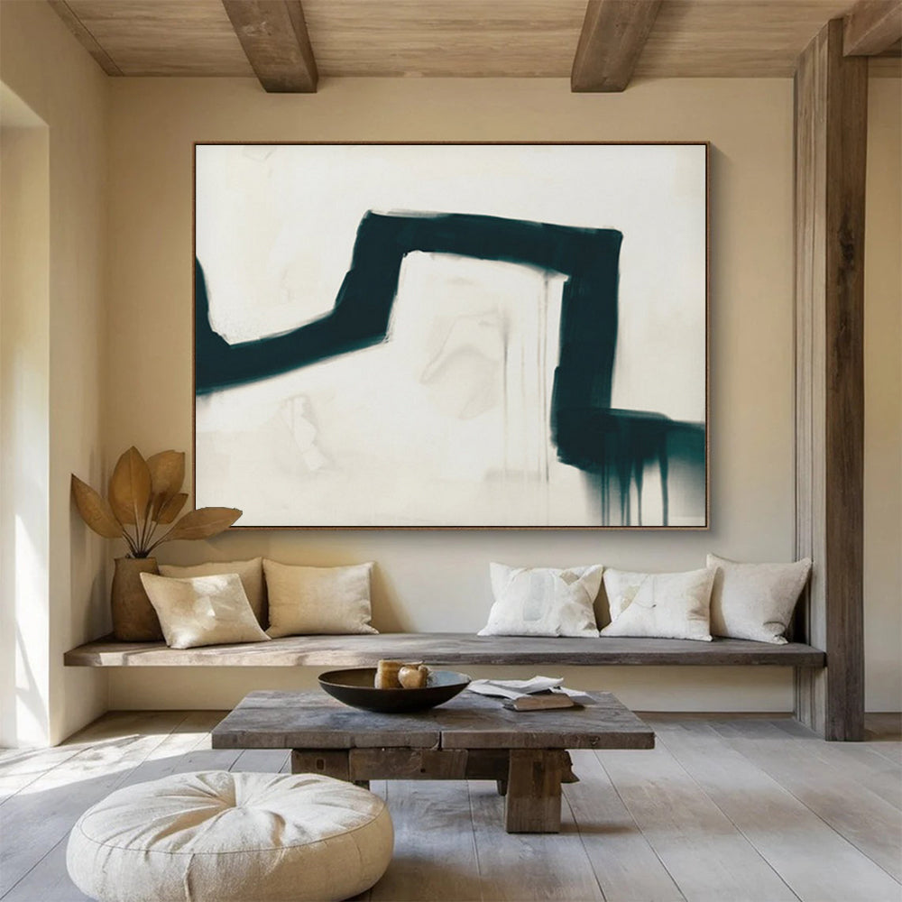 Black - White Drip Abstract Painting for Edgy Galleries YHT115