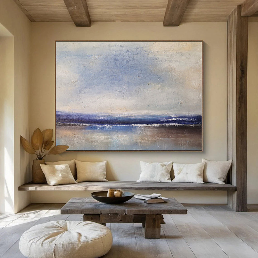Serene Sea Horizon Abstract Painting for Peaceful Spaces YHT036