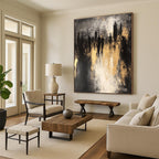 Silhouettes in Gold and Gray Abstract Painting for Modern Art Galleries GAB0836