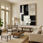 Geometric Monochrome Abstract Painting with Bold Simplicity WINK532