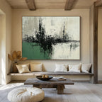 Black and White Abstract Landscape with Textured Horizons Abstract Painting ABS377