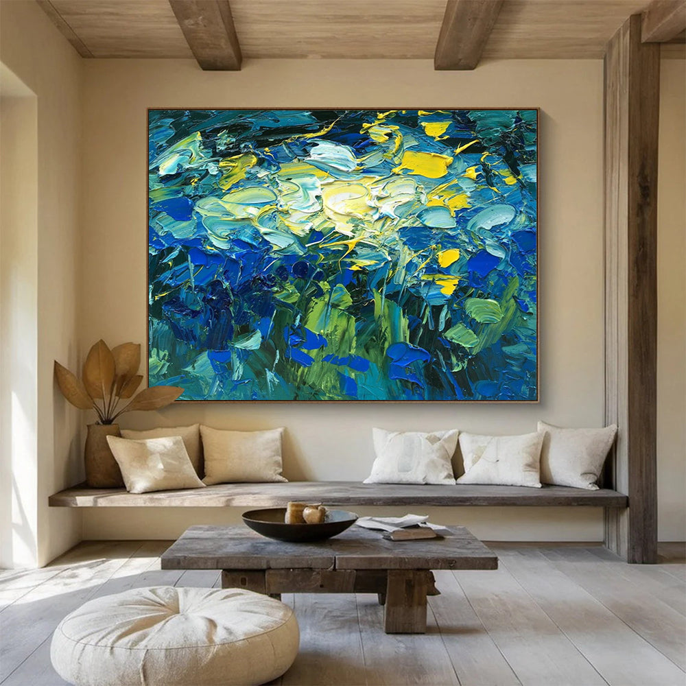 Blue Flowers Abstract Painting for Art Galleries’ Floral Exhibitions YHT483