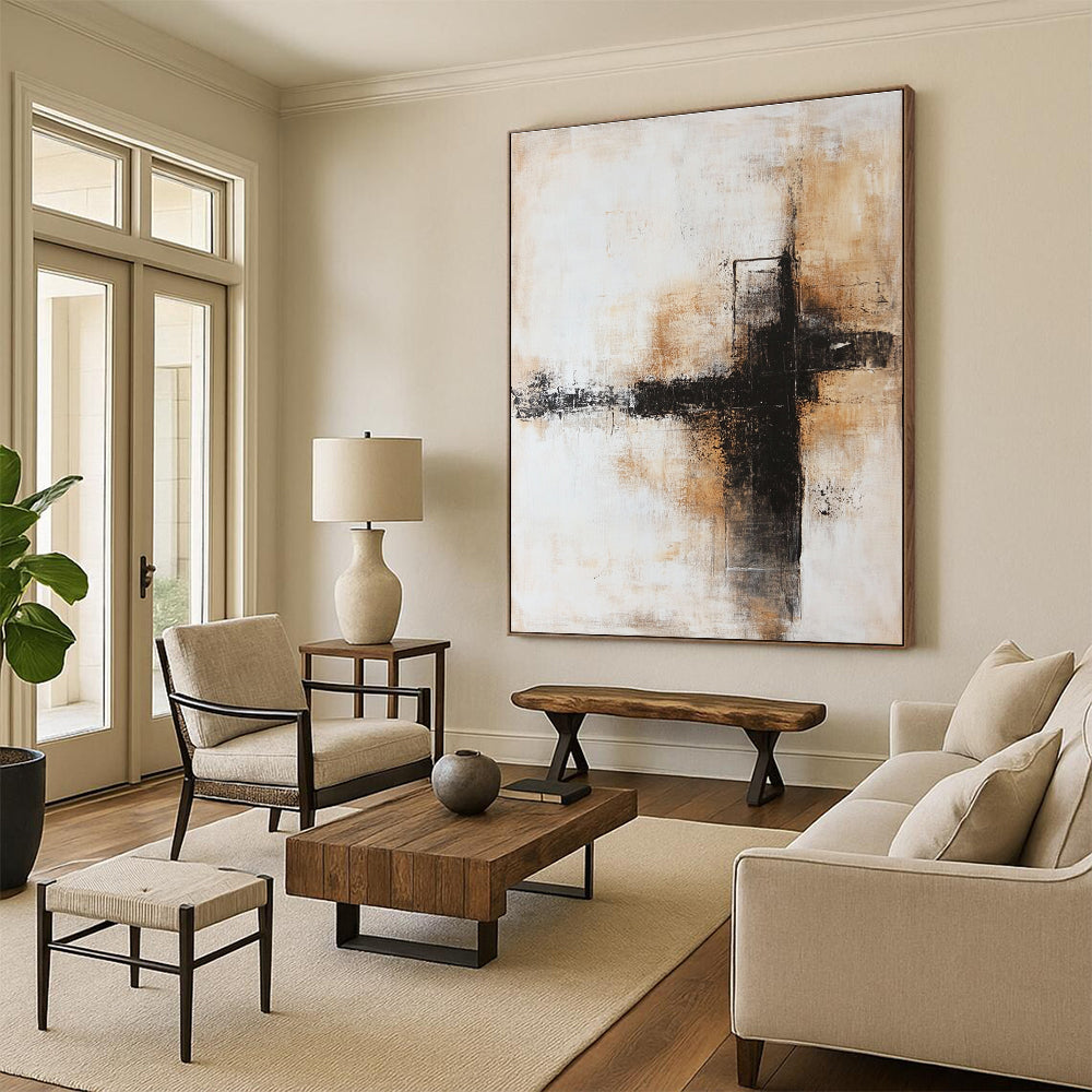 Cross - Shaped Abstract Painting with Understated Drama WINK339