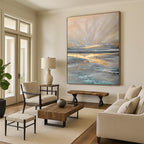 Ethereal Golden Seaside Sunrise Abstract Painting for Inspiring Spaces HENG264