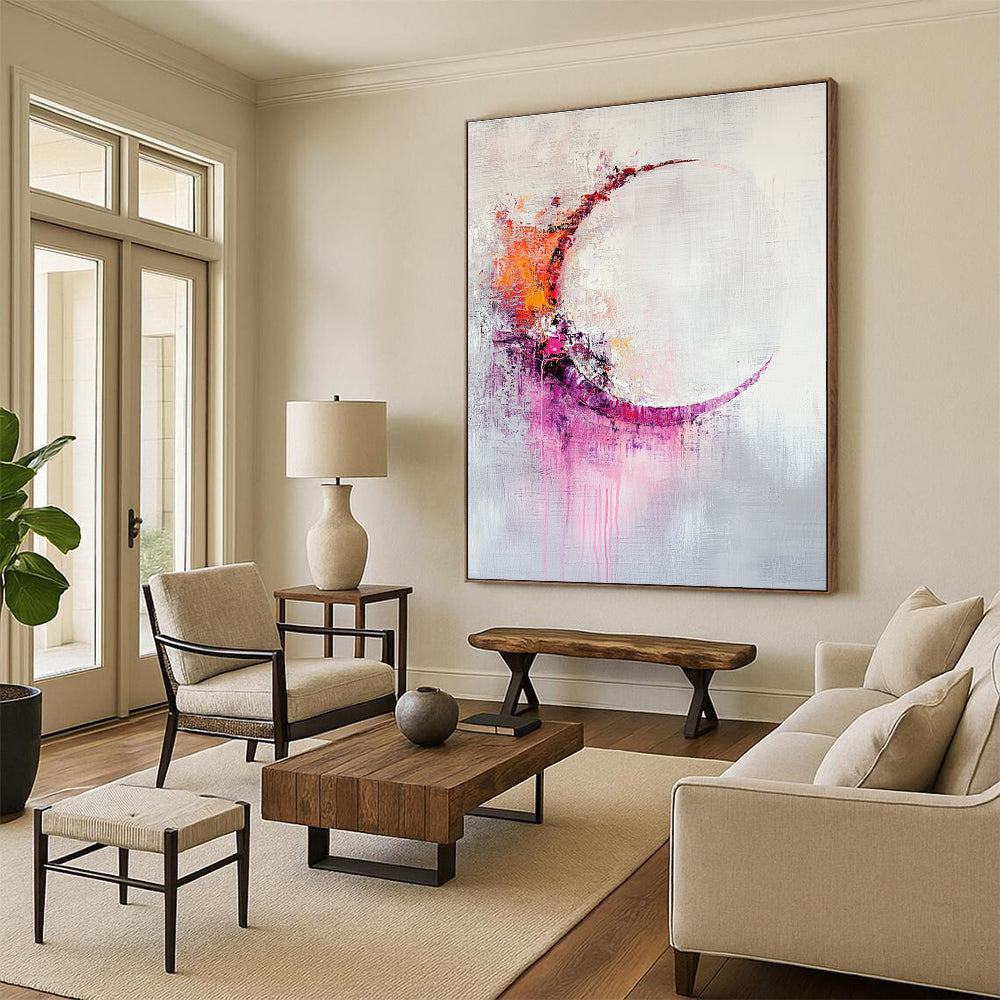 Colorful Crescent Abstract Painting for Bohemian - Style Art Studios GAB0934