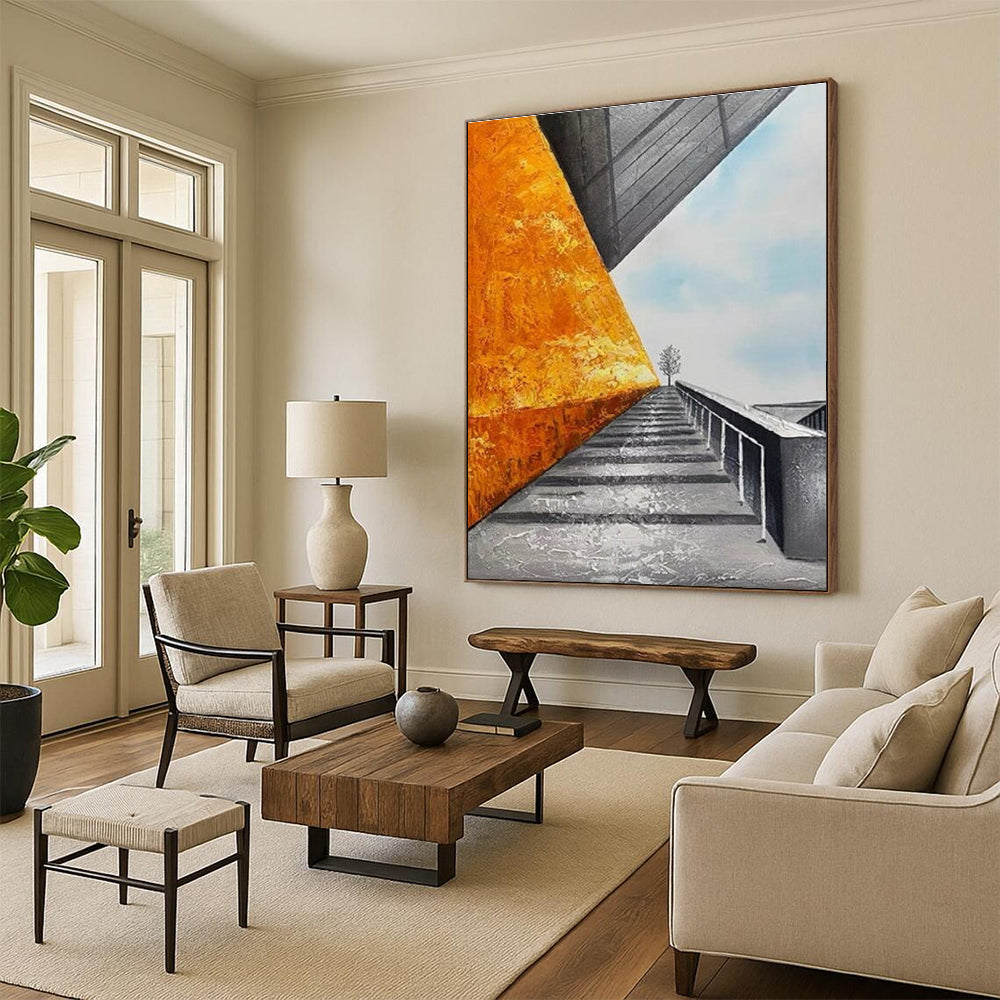Thought - Provoking Architectural Abstract Scene Painting for Sophisticated Spaces HENG281