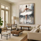 Ballerina in White Tutu Graceful Abstract Painting for Art - Loving Spaces GAB1422