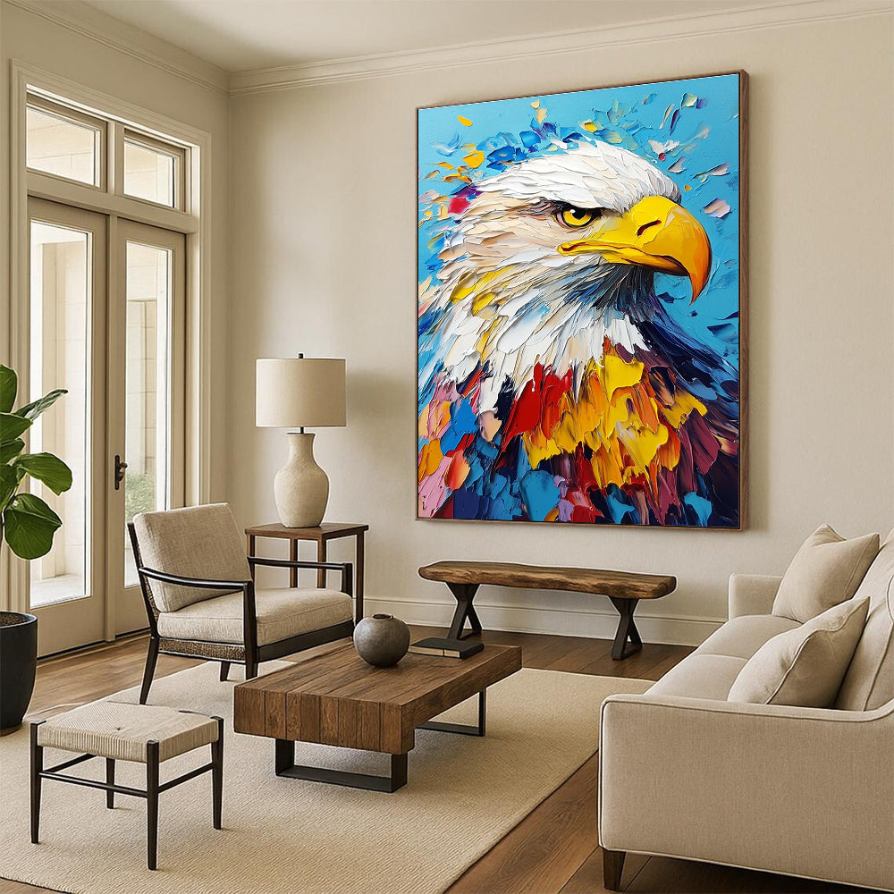 Colorful Eagle Portrait Abstract Painting for Patriotic - Themed Spaces GAB1323