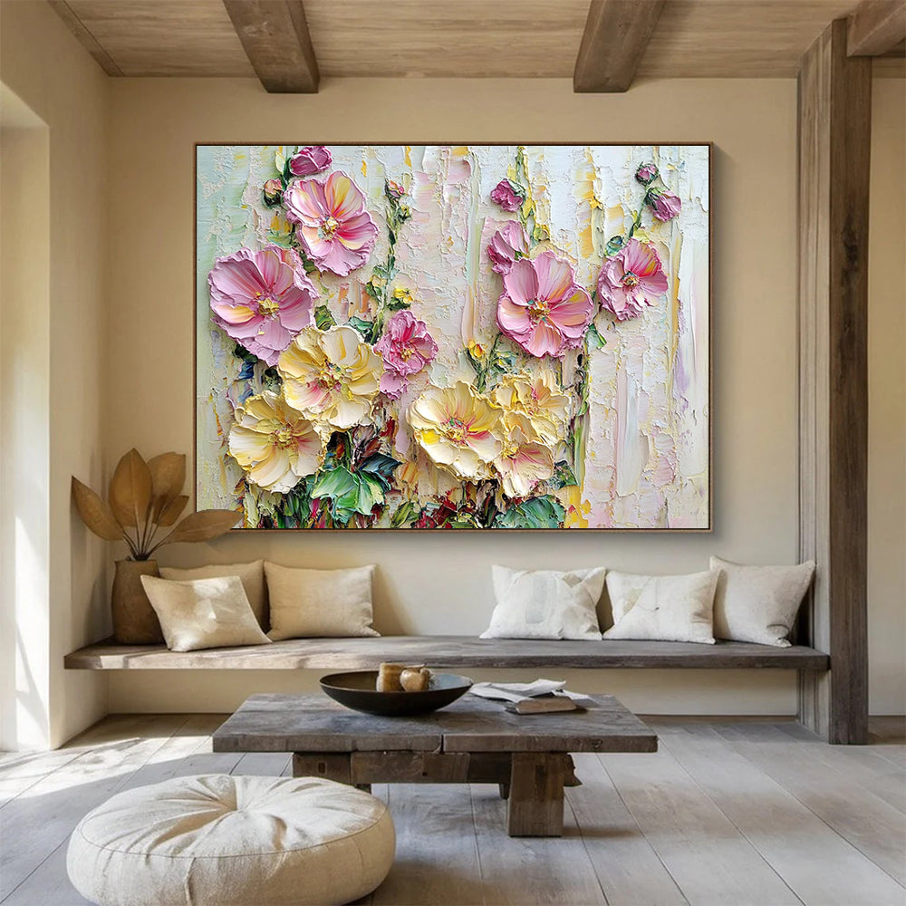 Textured Floral Bouquet Abstract Painting with Rich Details ABS600