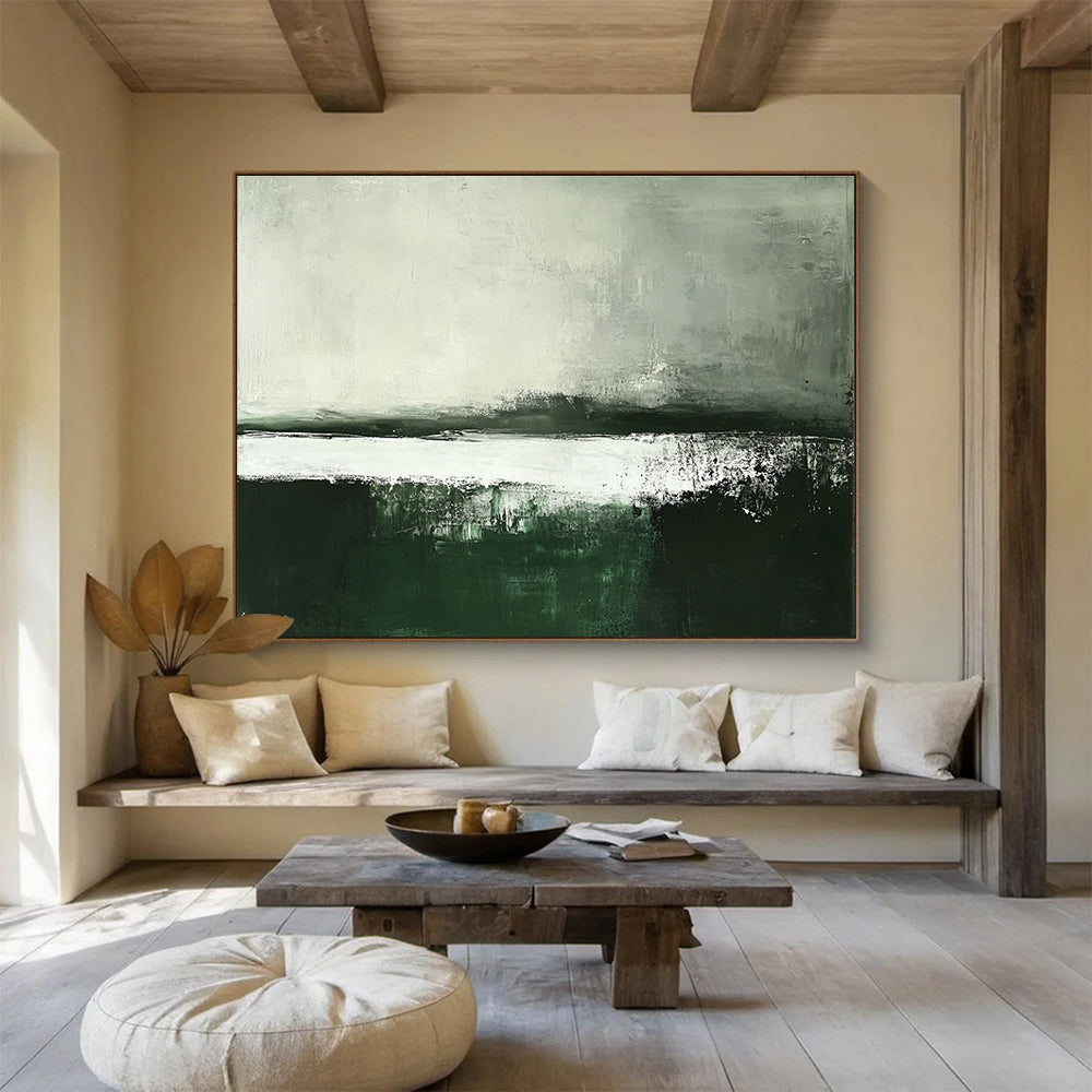 Green - Gray Abstract Horizon Painting ABS215