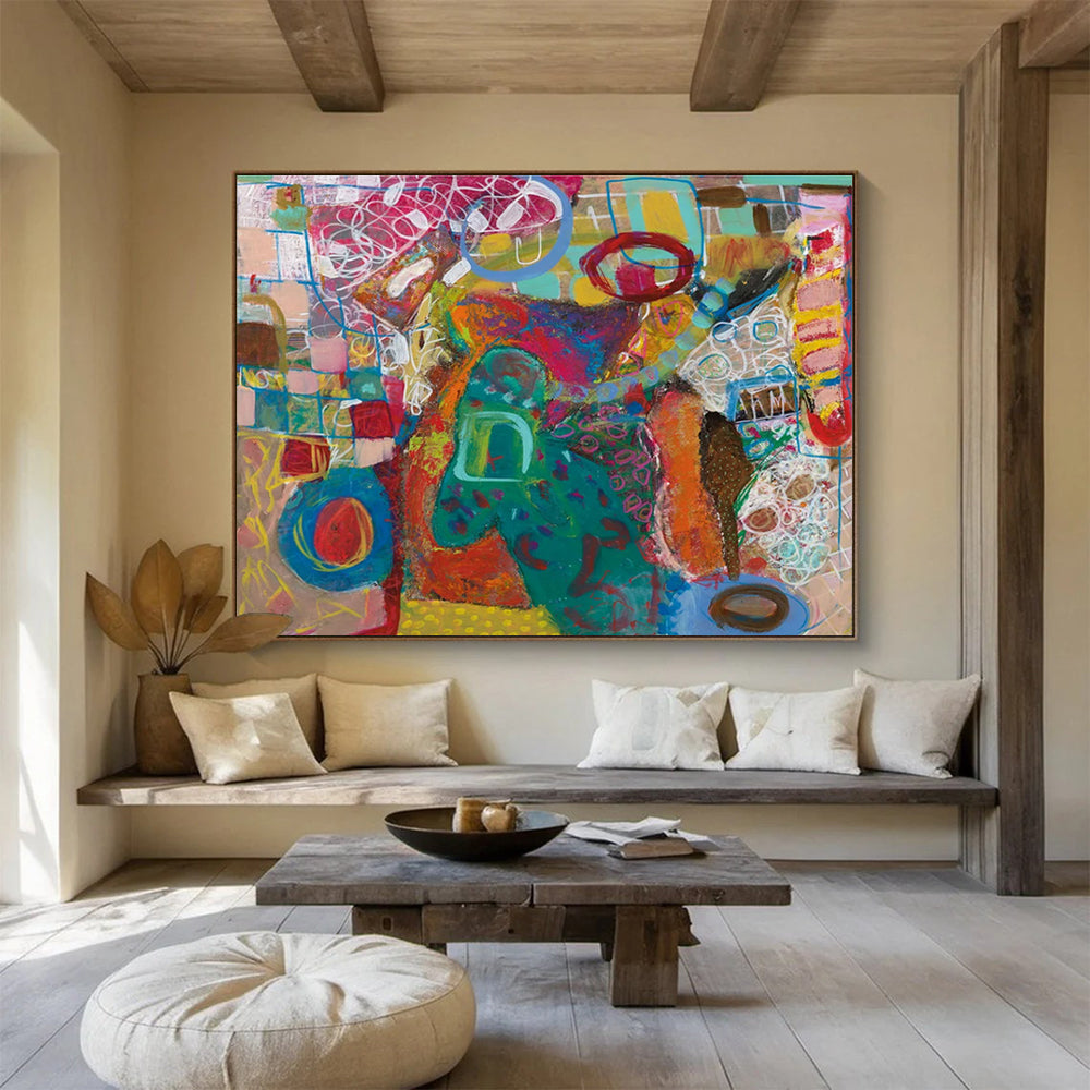 Colorful Abstract Forms Painting for Art - Loving Family Rooms YHT244