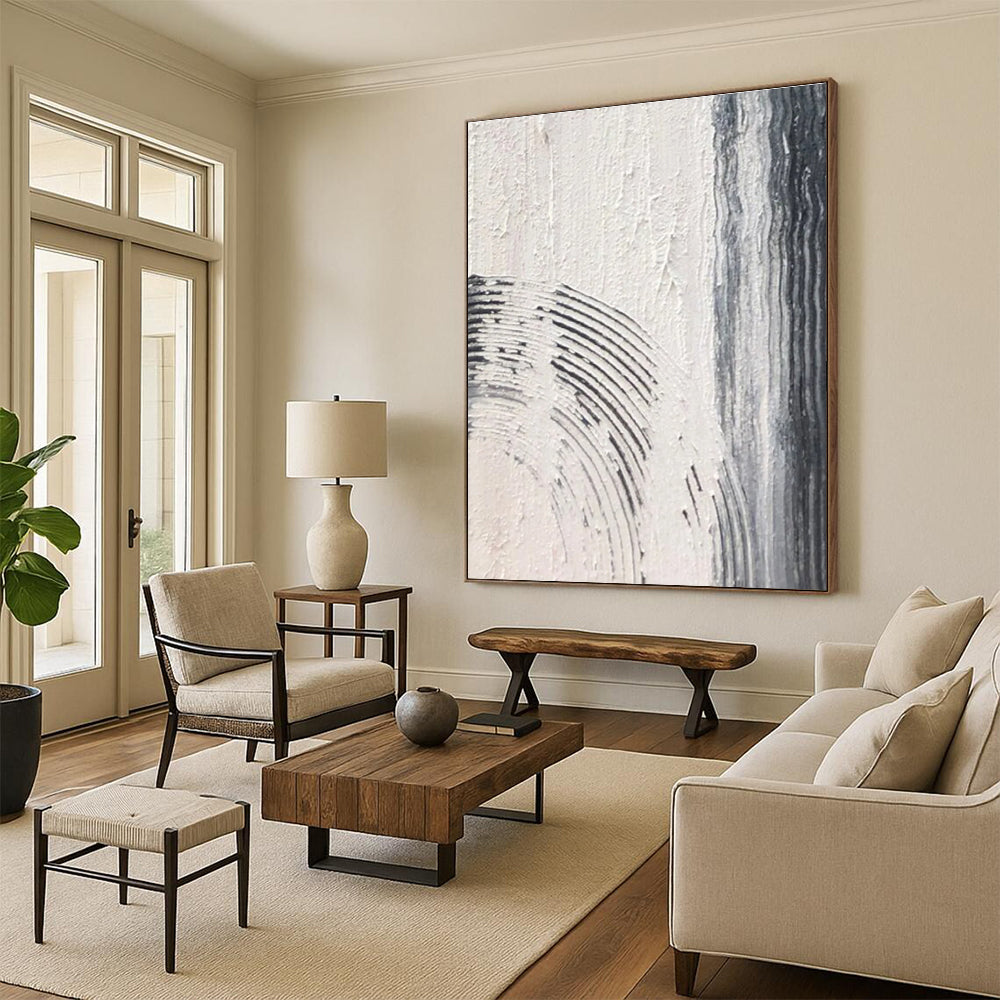 Gray - White Textured Abstract Detail Painting for Art - Centric Nooks HENG399