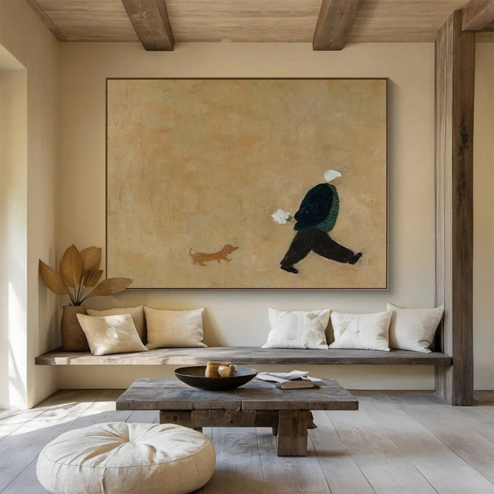Man and Dog Abstract Painting for Heartwarming Spaces YHT109