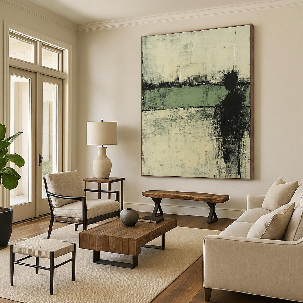 Monochrome Solitary Abstract Painting for Industrial - Themed Galleries GAB0898