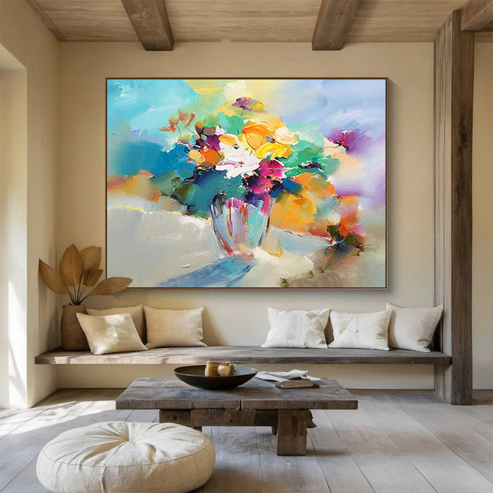 Colorful Flower Bouquet Abstract Painting for Vibrant Kitchens YHT191