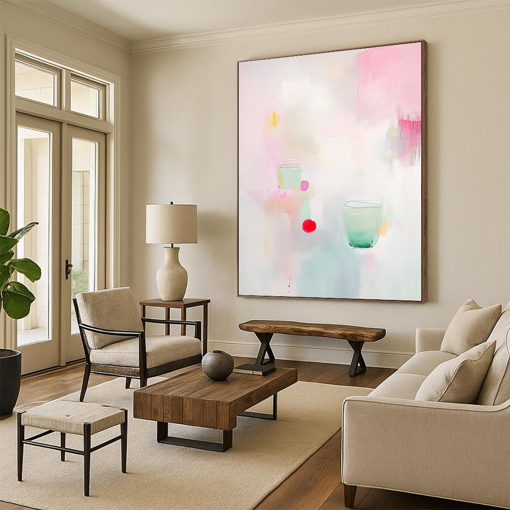 Light Colorful Drinks Abstract Painting for Modern Café Interiors GAB1350